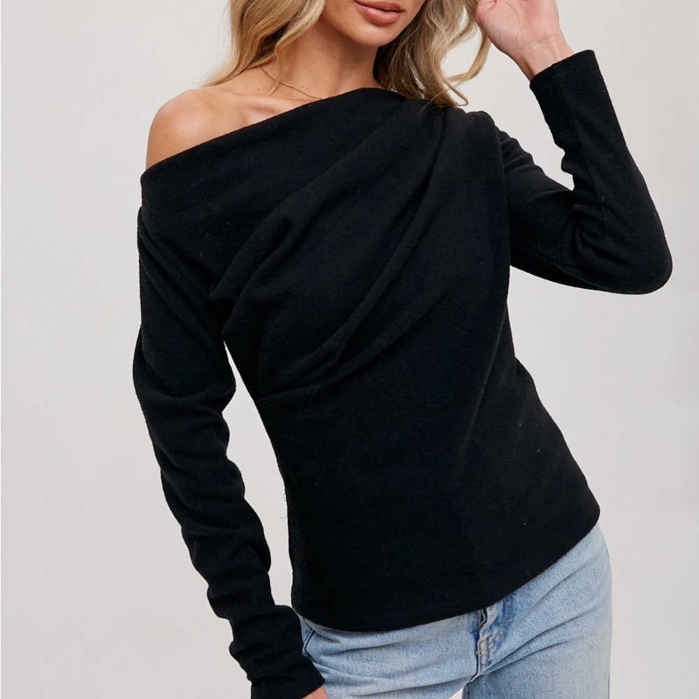 NEW-Off Shoulder Knit Top (Black) sizes Small & Large